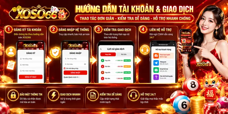 TRANG CHỦ 32 TRANG CHỦ Minh họa hướng dẫn kiểm tra tài khoản và trạng thái giao dịch trên XOSO66